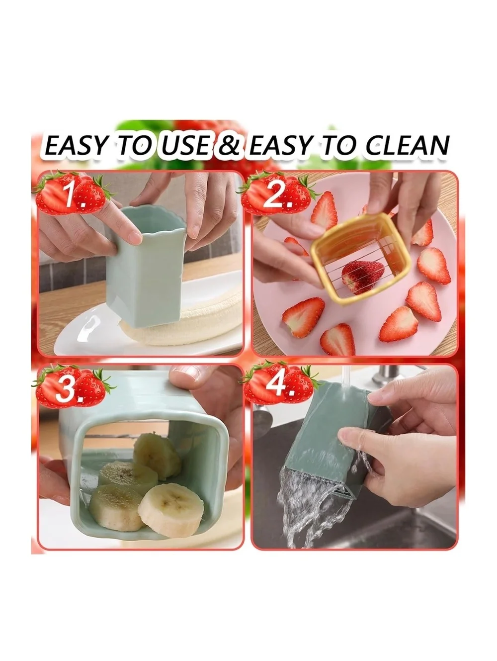 Set of 2 Plastic and Stainless Steel Fruit and Vegetable Slicers